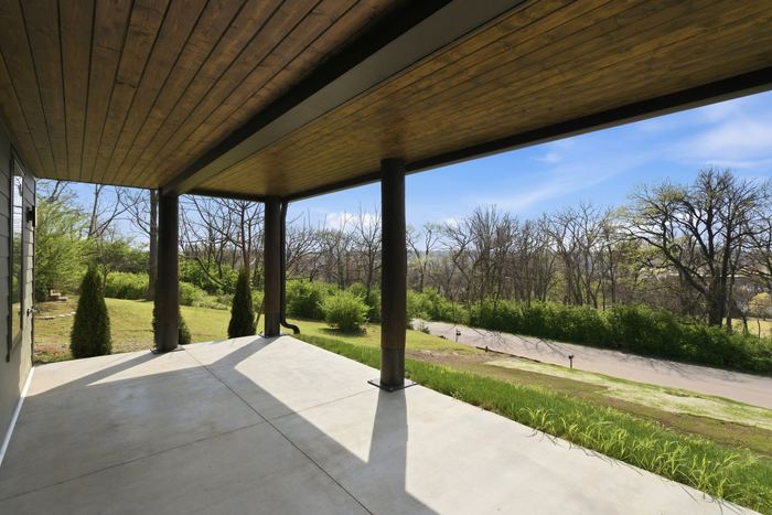 Covered patio and backyard view